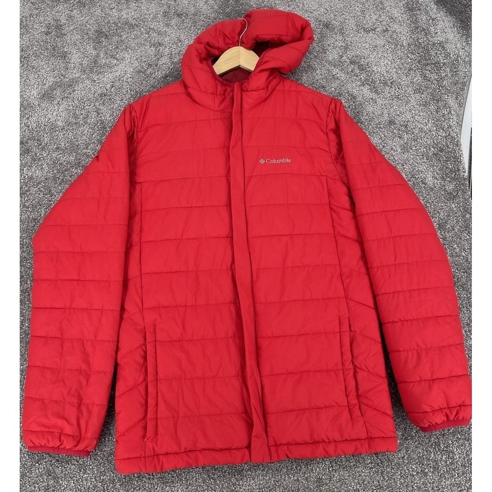 Columbia Youth Boys Powder Lite Hooded Puffer Jacket Red XL 18 20 Coat